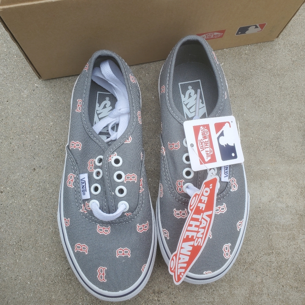 Vans Authentic MLB Boston Red Sox Gray Kids Size 12.5 NEW